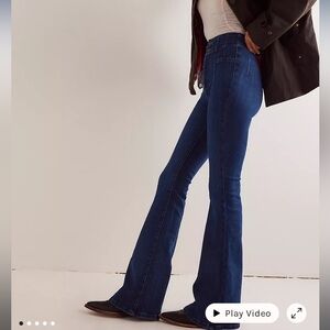 Free People Dark Blue High-Rise Flare Jeans